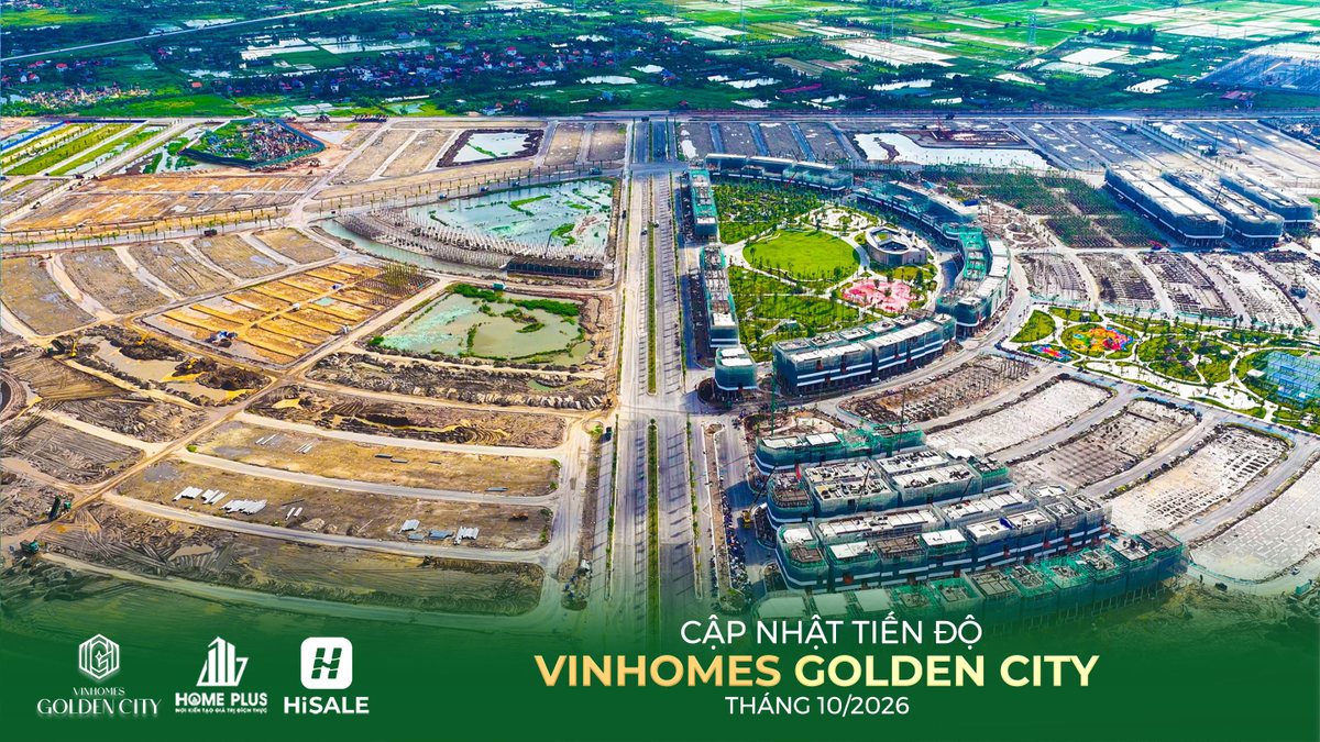 Ảnh flycam công trường Vinhomes Golden City tháng 10/2026